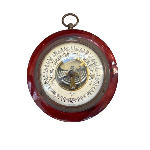 Antique Barometer West Germany Weather Brass Dial SWIFT Stormy Rain Fair V. Dry - Picture 13 of 13